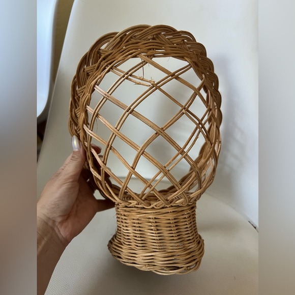 Vintage WICKER RATTAN Doll CHAIR DOLLHOUSE plant BOHO Display Stuffed Animal - Picture 2 of 5